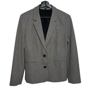 Express Plaid Blazer Jacket size 12 Gray Elbow Patches Academia Preppy